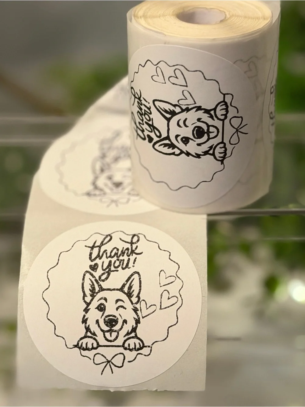 200 German Shepherd Thank You Stickers 2” Round Dog Hearts Small Business